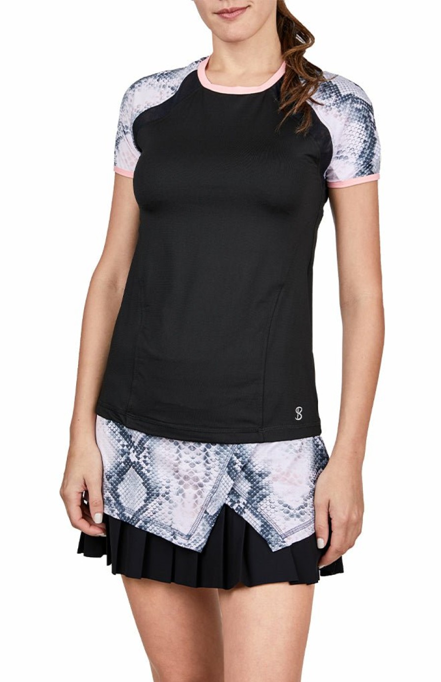 WOMEN Sofibella Tops & Tanks | Short Sleeve - Rose Anaconda Black